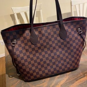 Checkered Tote - Never Full Med - L V - Boutique Bag